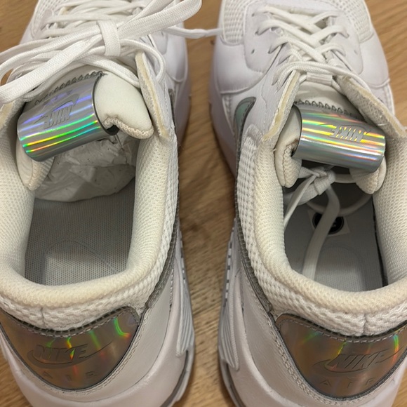 Nike Air Max White and Metallic Silver Athletic Shoes - Picture 4 of 9